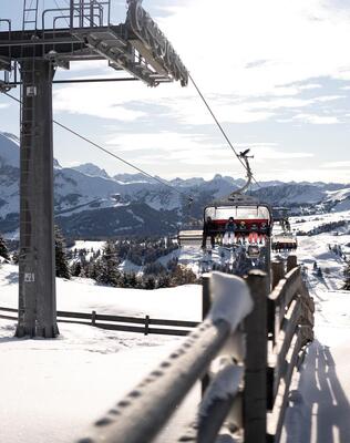 Die Puflatschbahn im Winter auf der Seiser Alm